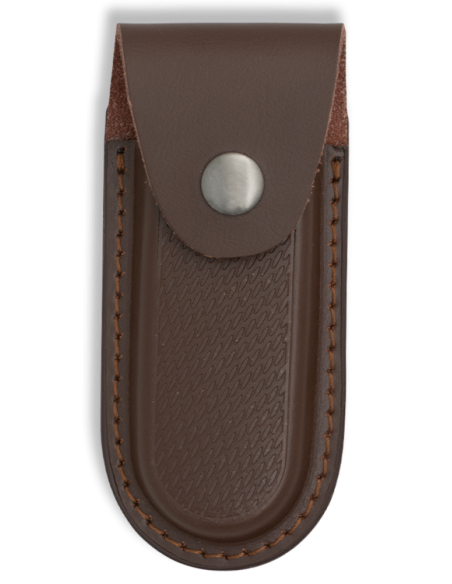 Rigid brown leather case for knives...