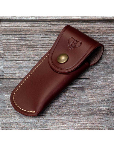 Cudeman sheath in brown leather for pocket knives (10 cm.)