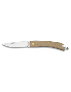 Wooden handle campaign knife, 6.8 cm blade.
