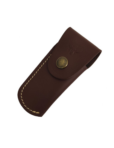 Cudeman brown leather sheath for pocket knives (9 cm.)
