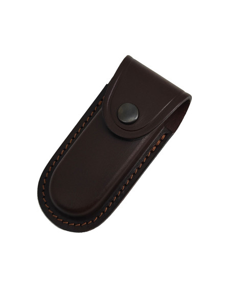 Rigid brown leather case for pocket...
