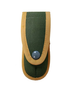 Green knife sheath with yellow edges