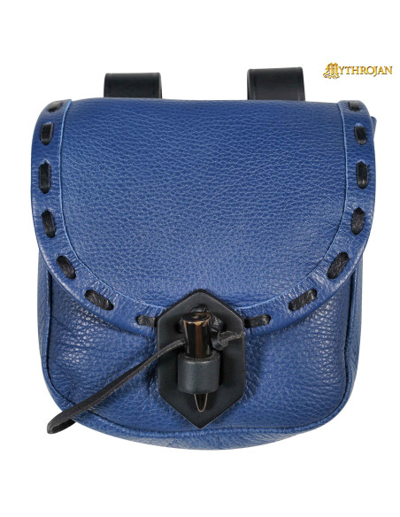Medieval bag in blue leather with...