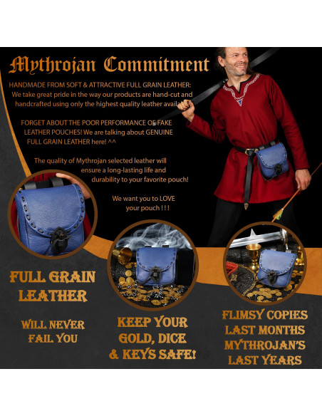 Medieval bag in blue leather with...