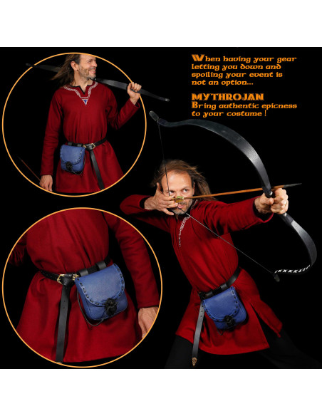 Medieval bag in blue leather with...