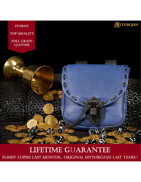 Medieval bag in blue leather with...