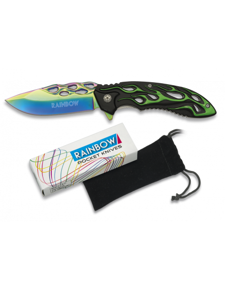 Rainbow pocket knife with velvet...