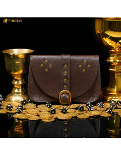 Brown medieval bag, fanny pack type, for recreationists...