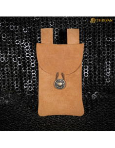 Brown medieval bag, fanny pack type, for recreationists...