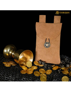Brown medieval bag, fanny pack type, for recreationists... 2