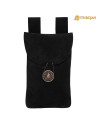 Black medieval bag, fanny pack type, for recreationists (18.2 x 11.9 cm.)
