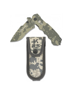 K25 Camo Coated brand tactical knife with sheath (22.3 cm.)