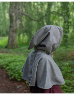 Medieval Notker shoulder guard with hood - gray 2