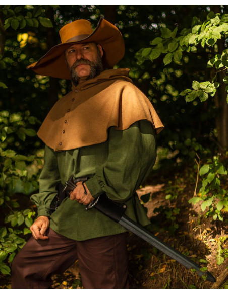 Medieval Notker cloak with hood - sand