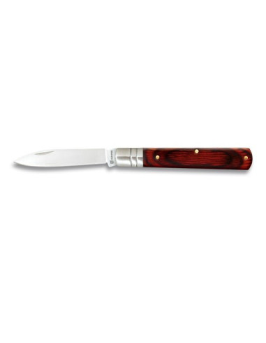 Red stamina handle piston knife (6.5 cm blade).