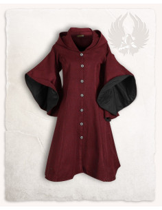 Medieval bourgeois Lilian coat in burgundy-black color 2