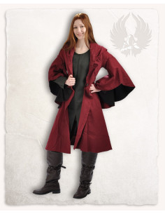 Medieval bourgeois Lilian coat in burgundy-black color
