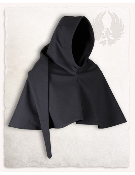 Medieval black cotton gugel Benson model