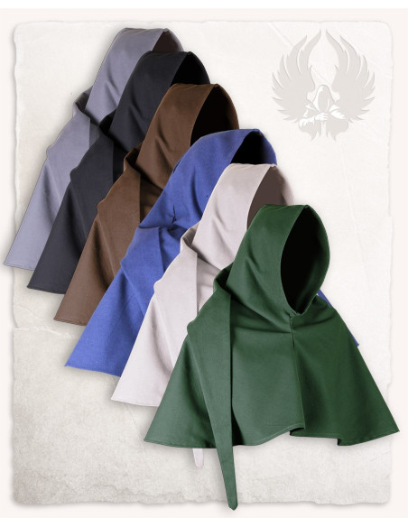 Medieval black cotton gugel Benson model