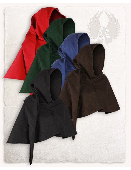 Medieval Gugel in black wool Benson...