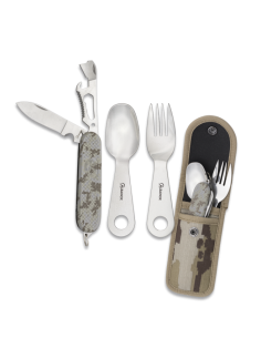 Multicam camping cutlery set, arid