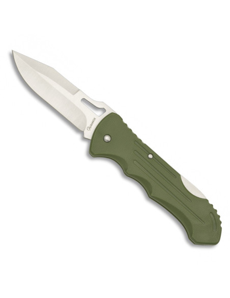 Albaino brand knife with green handle...