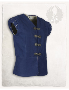 Medieval Geoffrey doublet vest in blue canvas
