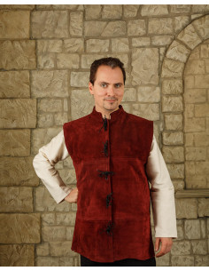 Laertes Renaissance Vest in burgundy suede