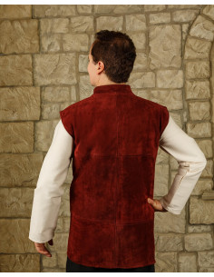 Laertes Renaissance Vest in burgundy suede 2