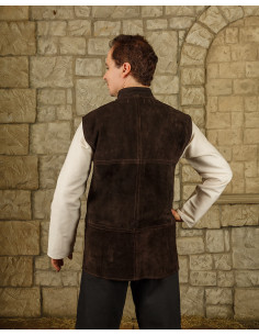 Renaissance Laertes vest in brown suede 2