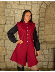 Medieval Tilly vest in cotton - burgundy