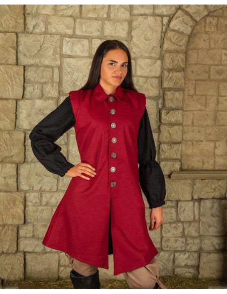 Medieval Tilly vest in cotton - burgundy