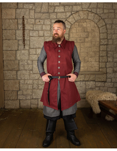 Medieval Tilly vest in cotton - burgundy