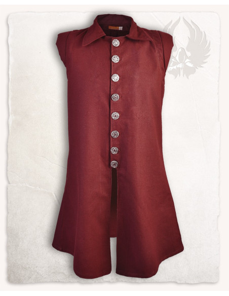 Medieval Tilly vest in cotton - burgundy