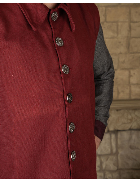Medieval Tilly vest in cotton - burgundy
