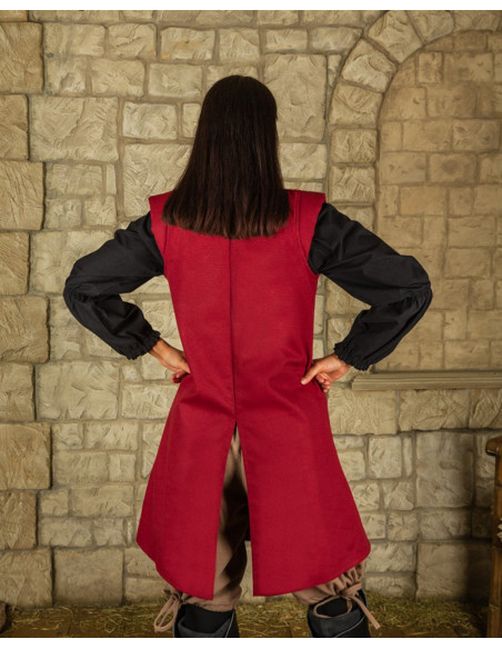 Medieval Tilly vest in cotton - burgundy