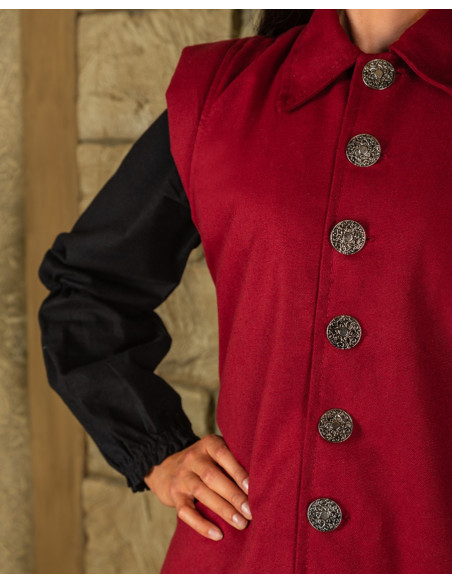 Medieval Tilly vest in cotton - burgundy