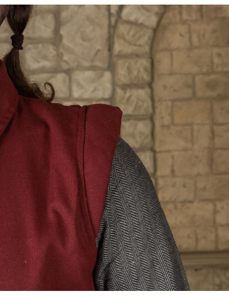 Medieval Tilly vest in cotton - burgundy