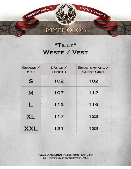 Medieval Tilly vest in cotton - burgundy