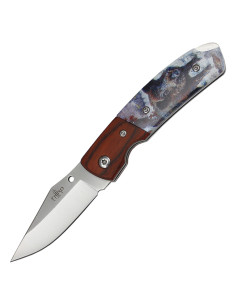 Third brand pocket knife decorated with 3D wild boar...