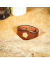 Handmade Tudor brown leather bracelet with rose decoration
