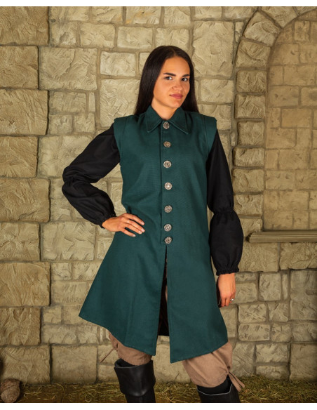 Medieval Tilly vest in cotton - green