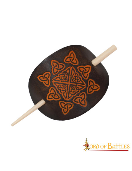 Leather Hair Brooch with Real Bone...