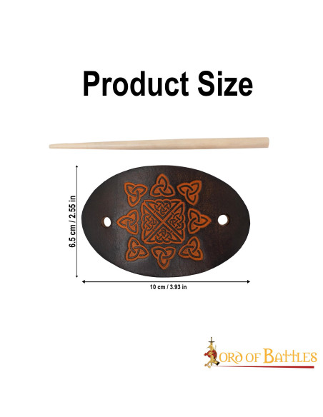 Leather Hair Brooch with Real Bone...