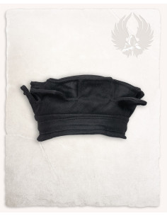 Black medieval crenellated hat, adjustable
