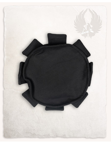 Black medieval crenellated hat,...