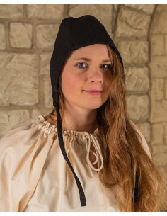 Classic medieval crespina in cotton - black