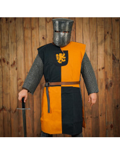 Lion Rampant shield men's tabard, yellow-black