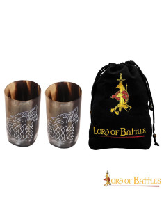 Set of 2 horn glasses with Wolf decoration (200 ml.)
