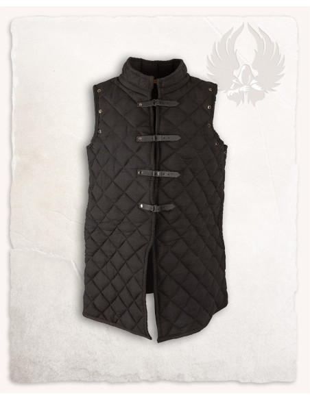 Medieval long black sleeveless gambeson